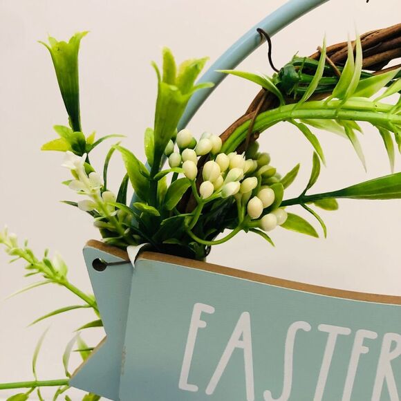 Easter Passover Tabletop Decor Wreath "Easter Blessings" Pale Mint Green - Picture 4 of 5